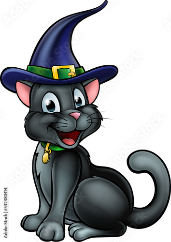 Witches Hat Black Cat Carto...