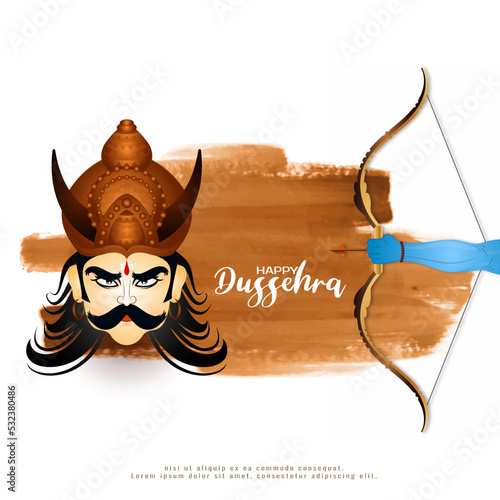 Happy Dussehra festival Ravana killing with arrow background design