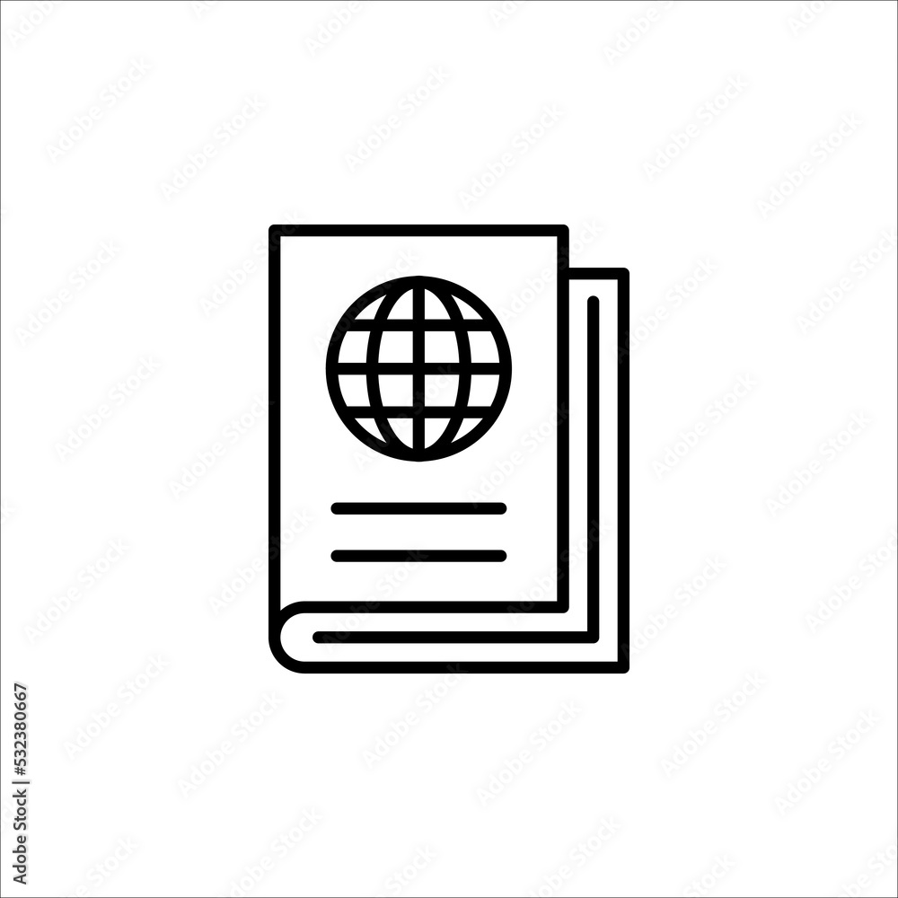 international passport icon vector illustration on white background. international passport icon vector illustration on white background.