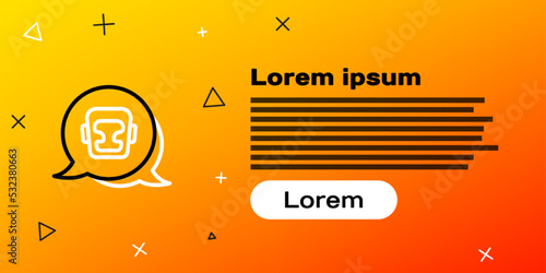 Line Boxing helmet icon isolated on yellow background. Colorful outline concept. Vector