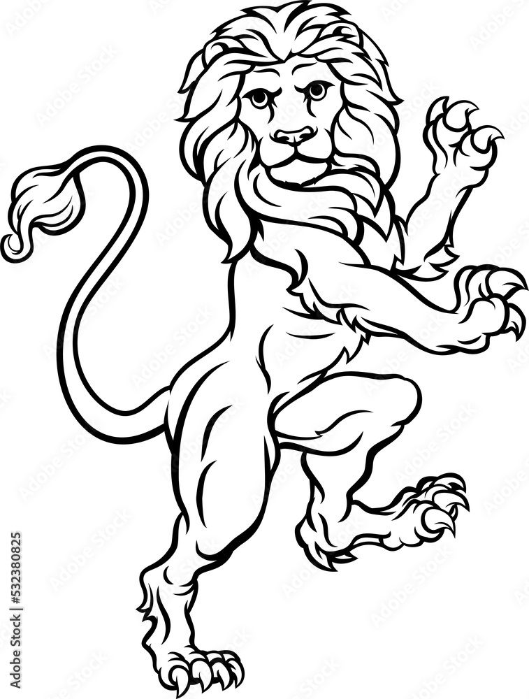 Lion Rampant Heraldic Crest Coat of Arms