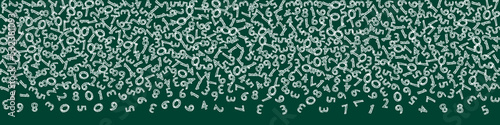 Falling handdrawn chalk numbers. Math study concept with flying digits. Eminent back to school mathematics banner on blackboard background. Falling numbers vector illustration.