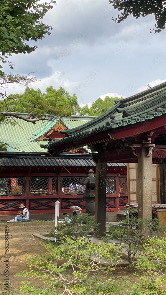 Beautiful architecture of Nezu shrine in the heart of Tokyo, year 2022 