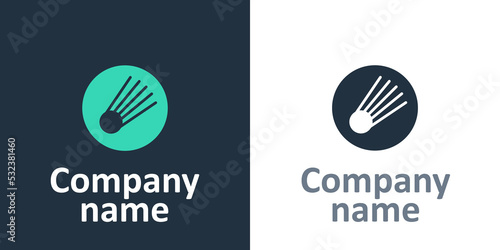 Logotype Comet falling down fast icon isolated on white background. Logo design template element. Vector