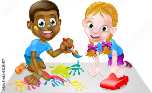 Children Playing with Paint...