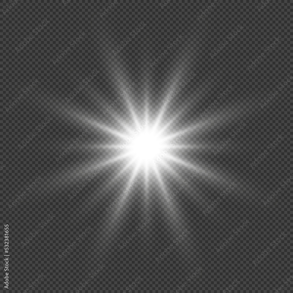 The light of a star. star glow on a transparent background explodes on a transparent background. White light. Sparkling magic dust particles. Bright Star. Transparent shining sun.