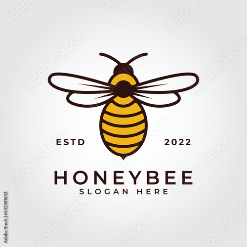 vector of honey bee logo design illustration.