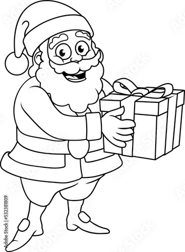 Santa Claus holding a gift ...