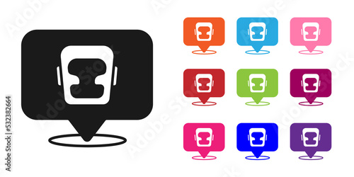 Black Boxing helmet icon isolated on white background. Set icons colorful. Vector