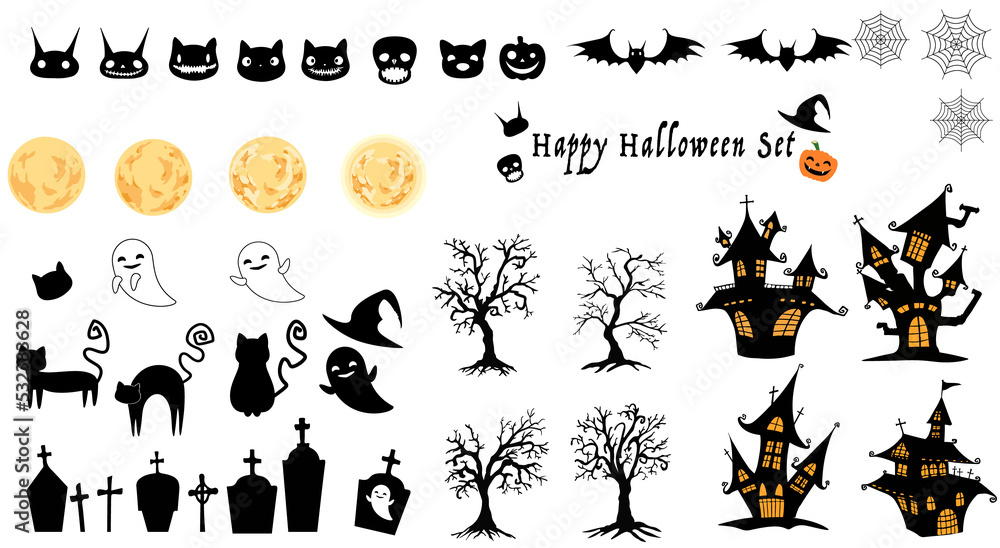 A set of Halloween elements and icons as png image