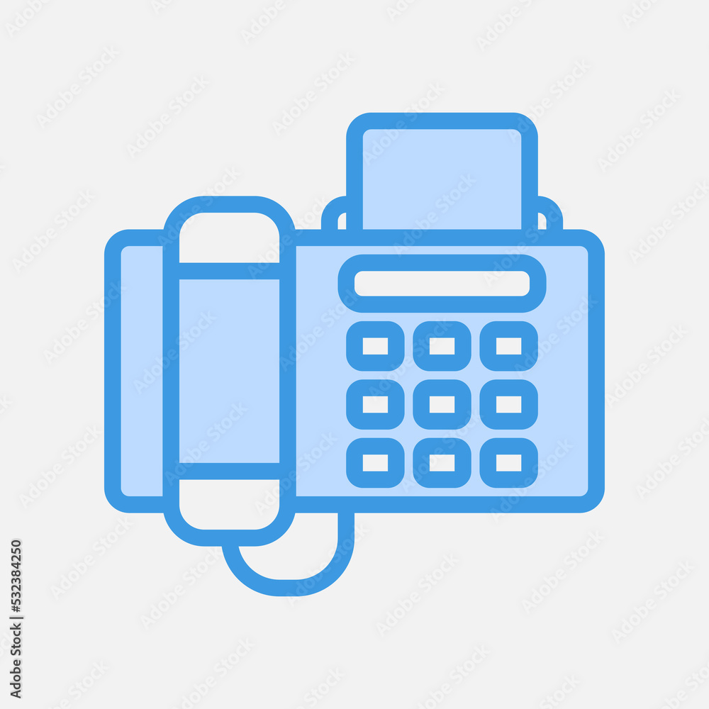 Fax icon in blue style about communication, use for website mobile app presentation Fax icon in blue style about communication, use for website mobile app presentation