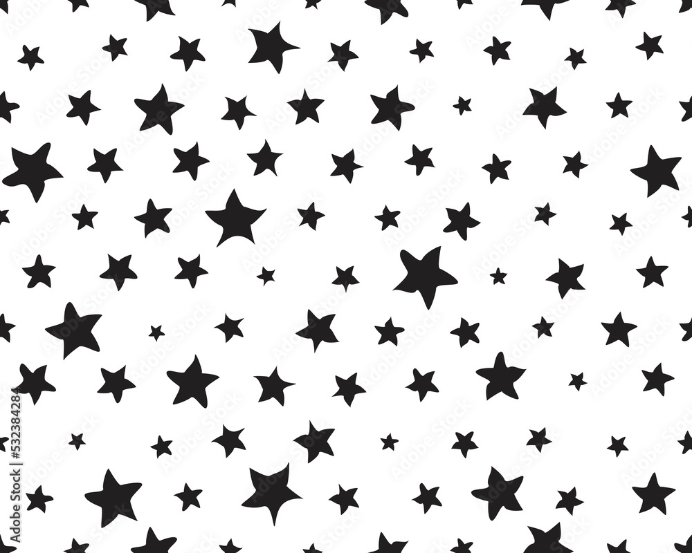 Seamless pattern with black stars on a white background Seamless pattern with black stars on a white background