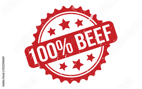 100% Beef Rubber Stamp Seal Vector