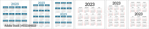 Calendar 2023 set. Color english square calender collection