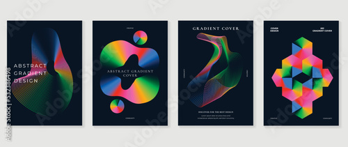 Abstract vibrant gradient line background vector. Futuristic style cover template with line distortion, wave, curved lines, rainbow. Modern wallpaper design for poster, flyer, brochure, card, decor. © TWINS DESIGN STUDIO