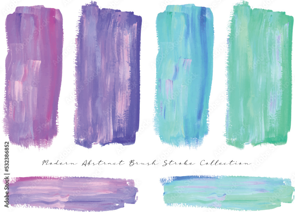 a set of abstract violet and blue paint brush stroke for decoration