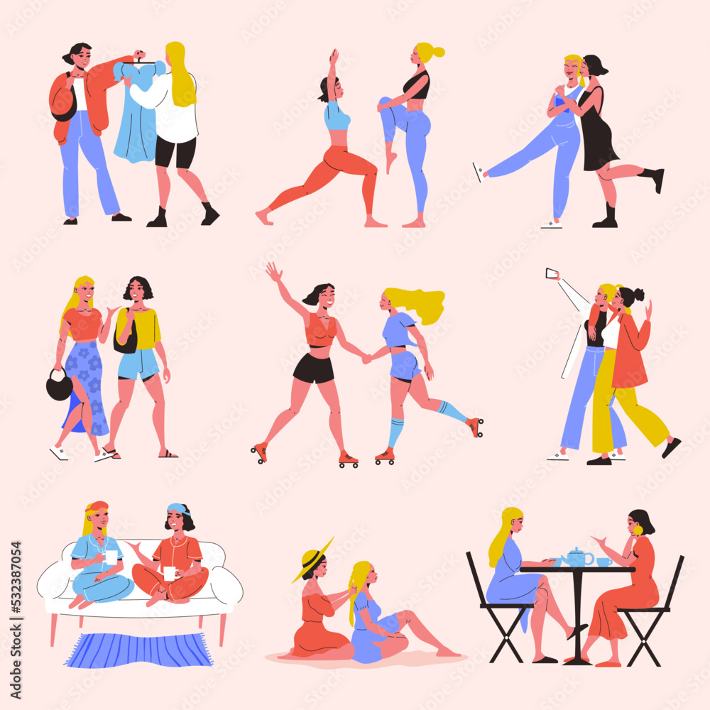 Fototapeta premium Female Friends Color Set