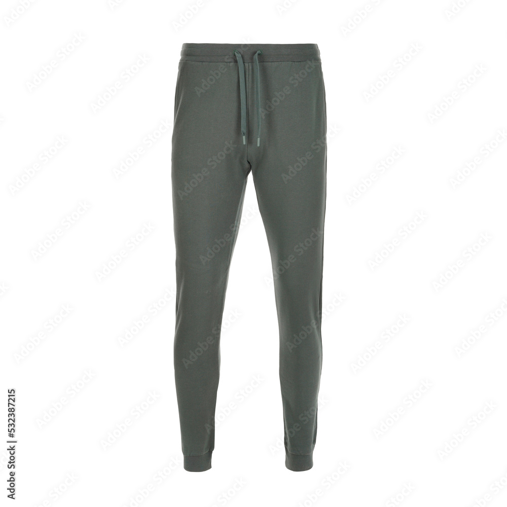 The lower part of the men's green tracksuit The lower part of the men's green tracksuit