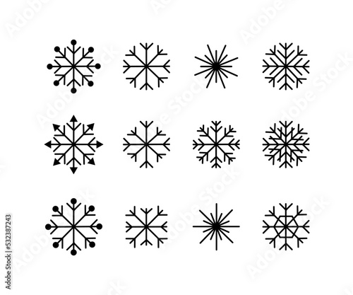 Snowflake winter set. Vector illustration isolated on background