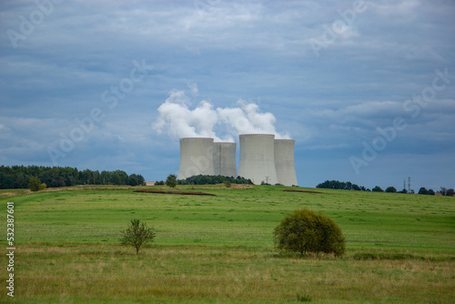 Obraz na płótnie Temelin power station on a horizon. Early autumn. w salonie