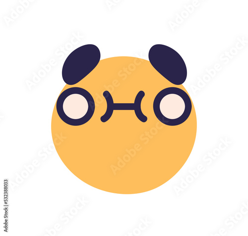 Awkward face avatar with ashamed facial expression, oops emotion. Comic cute funny abstract character, embarrassed stressed round-head emoticon. Flat vector illustration isolated on white background