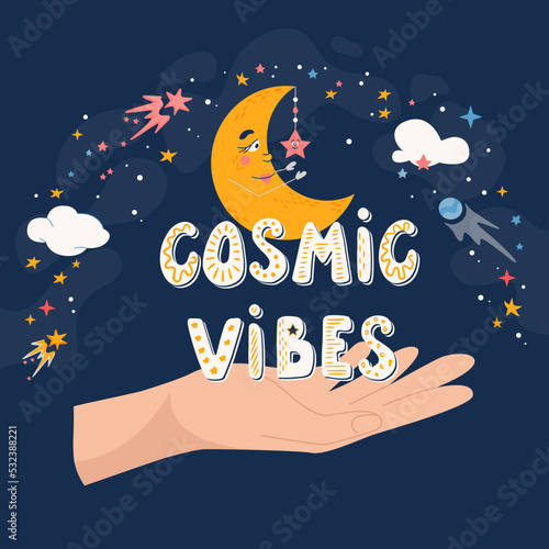 Cartoon Moon Flat Postcard