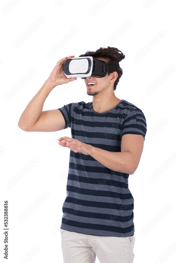 VR glasses player touching VR glasses player touching