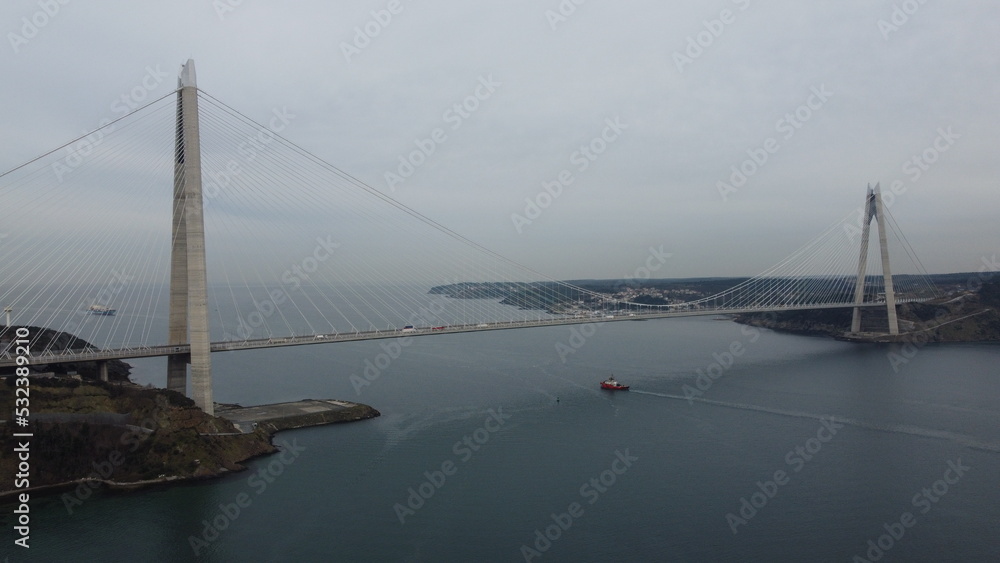 Yavuz Sultan Selim Bridge as seen from foggy hill