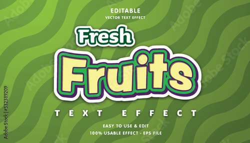 banana fresh fruits editable text effect with modern and simple style, usable for logo or campaign title
