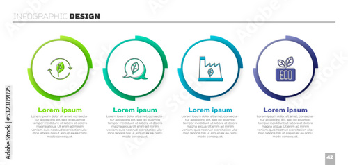 Set Recycle symbol with leaf, Leaf Eco, Plant recycling garbage and . Business infographic template. Vector