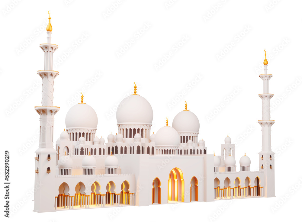Obraz premium Ramadan Kareem background, mosque building, 3d rendering.