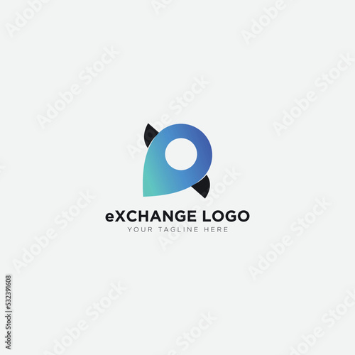 X letter and pin location vector logo