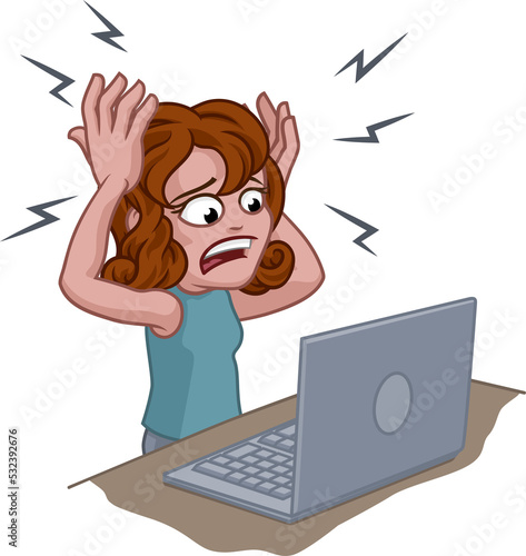 Woman Unhappy Stressed Lapt...