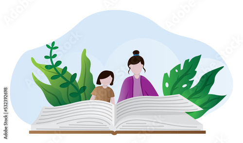 people reading or students studying and preparing for examination. Flat cartoon vector illustration.
