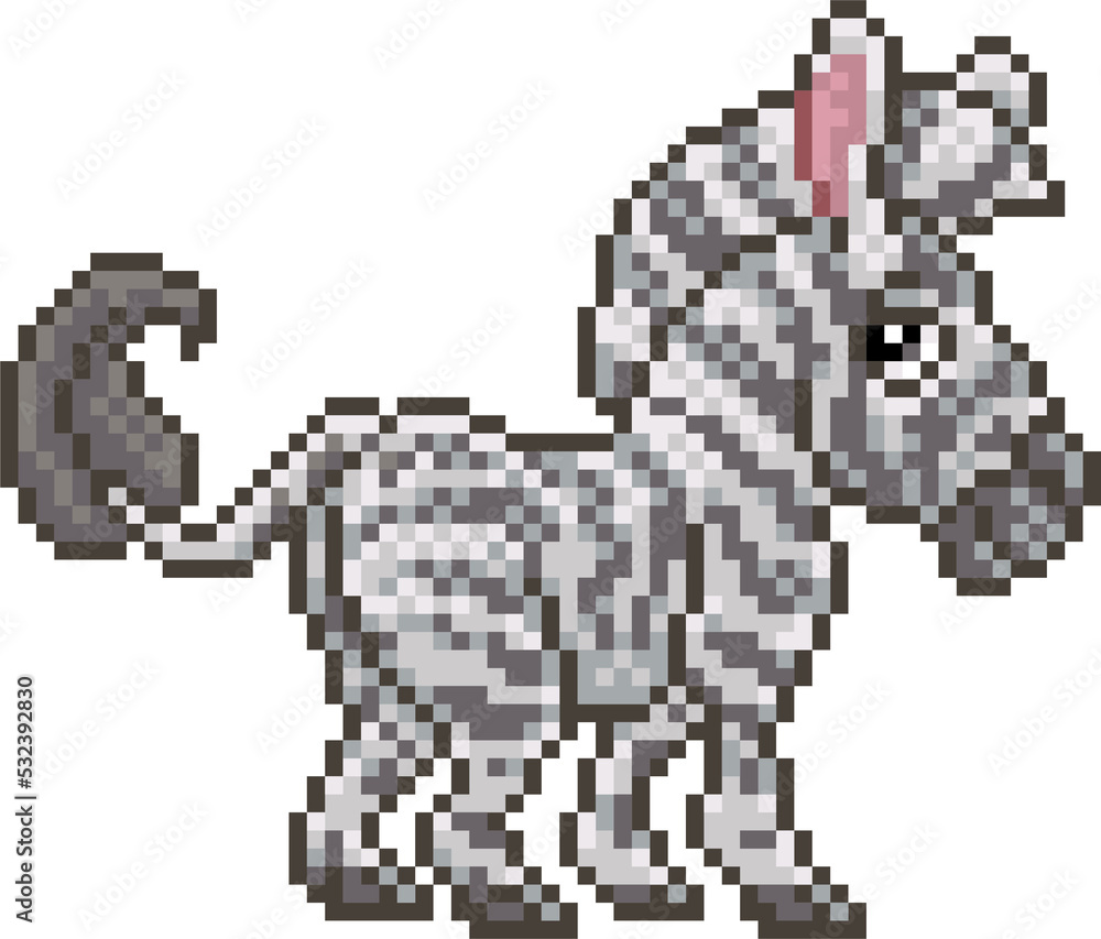 Zebra Pixel Art Safari Animal Video Game Cartoon Zebra Pixel Art Safari Animal Video Game Cartoon
