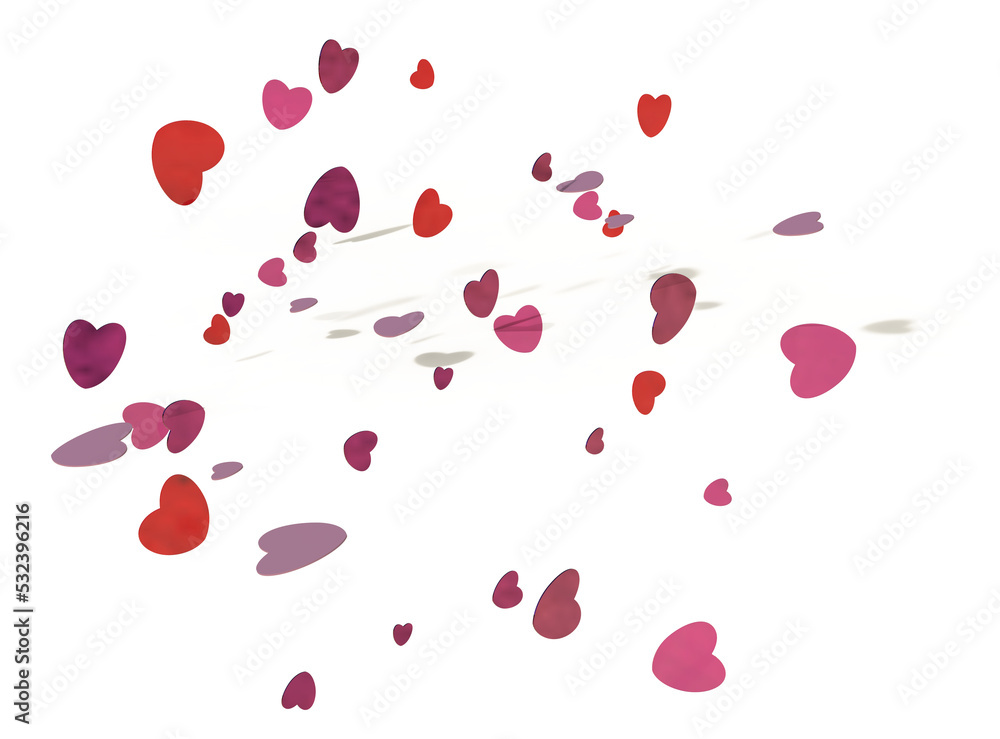 flying red purple hearts background with drop shadows isolated 3d rendering flying red purple hearts background with drop shadows isolated 3d rendering