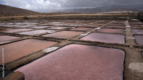 Gran Canaria, salt evaporation ponds Bocacangrejo in the mouth  of Barranco Guayadeque ravine photo