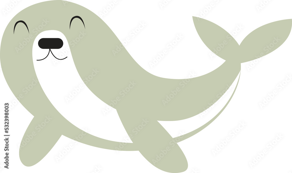 Obraz premium Cute seal. Sea animal. Funny cartoon seal. Cartoon character. The good seal smiles.