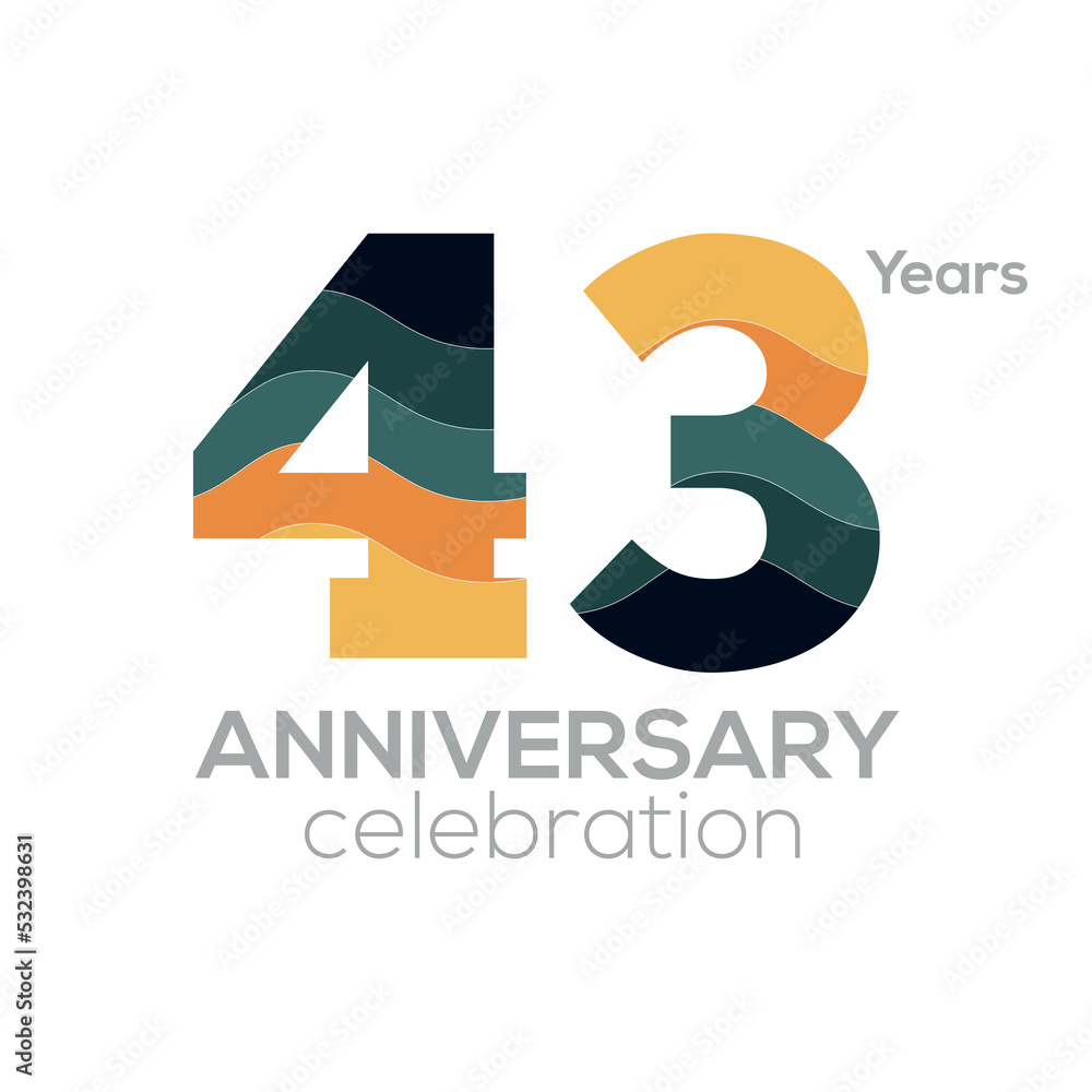 43rd Anniversary Logo Design, Number 43 Icon Vector Template.Minimalist Color Palettes 43rd Anniversary Logo Design, Number 43 Icon Vector Template.Minimalist Color Palettes