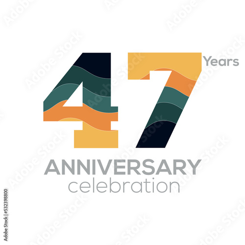 47th Anniversary Logo Design, Number 47 Icon Vector Template.Minimalist Color Palettes photo