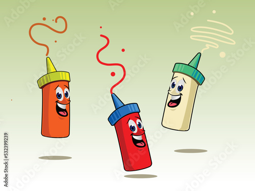 mayonnaise sauce food character bottle tube