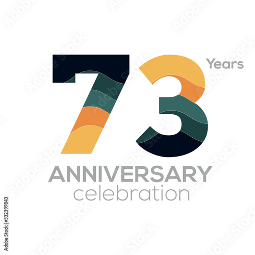 73rd Anniversary Logo Design, Number 73 Icon Vector Template.Minimalist Color Palettes photo