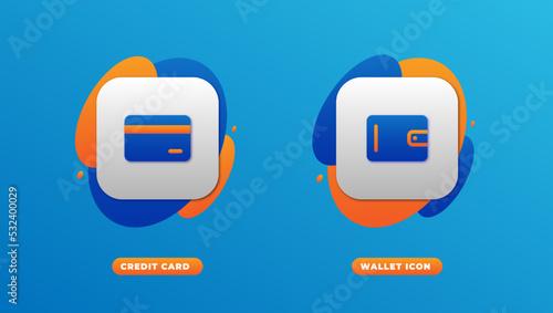 Illustration vector icon of credit card and wallet