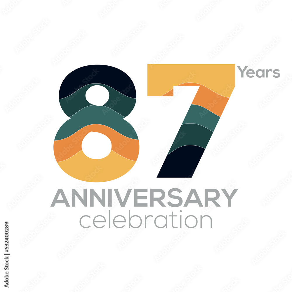 87th Anniversary Logo Design, Number 87Icon Vector Template.Minimalist Color Palettes 87th Anniversary Logo Design, Number 87Icon Vector Template.Minimalist Color Palettes