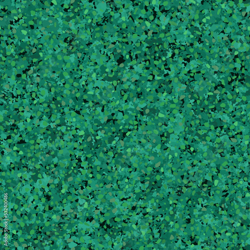 Green rubber running coat seamless pattern top view. Abstract track coating texture. Vector playground or tennis court material. Grunge granular closeup surface. Crushed grain hardcourt backdrop
