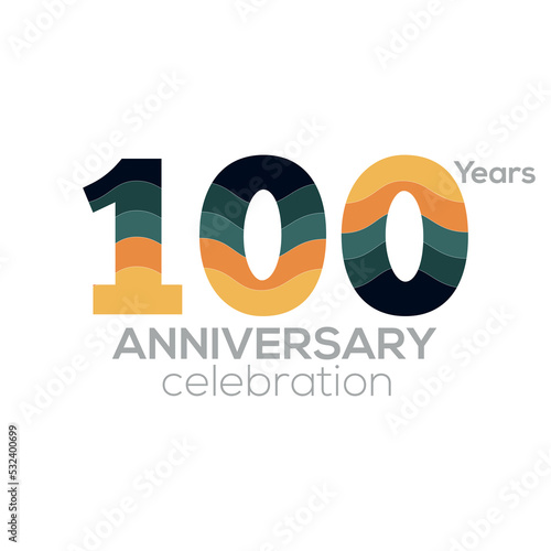100th Anniversary Logo Design, Number 100 Icon Vector Template.Minimalist Color Palettes