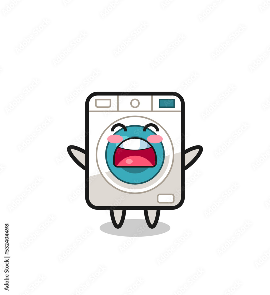 cute washing machine mascot with a yawn expression cute washing machine mascot with a yawn expression