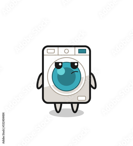cute washing machine character with suspicious expression