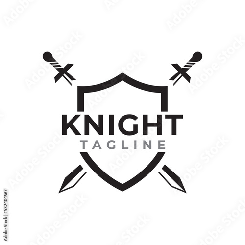 creative shield sword logo vector.