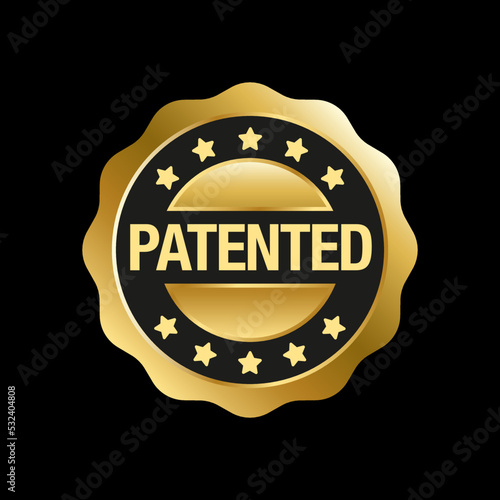 Patented vector round icon stamp badge